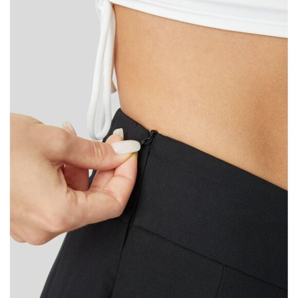 Halara V Shaped Waistband Mid Rise Skirt Sz Large Womens Black Invisible Zipper - Picture 10 of 12